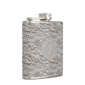 Light Gray Faux Tooled Leather Vinyl  フラスク (右)