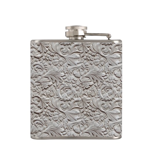 Light Gray Faux Tooled Leather Vinyl  フラスク (裏面)