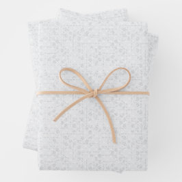 Light Gray Geometric Floral Pattern ラッピングペーパーシート