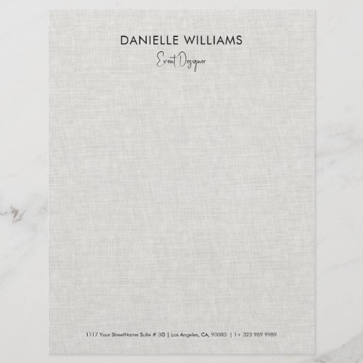 Light gray linen texture Event Designer レターヘッド (正面)