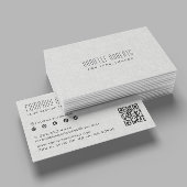 Light Gray Linen Texture QR Code 名刺