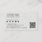 Light Gray Linen Texture QR Code 名刺 (裏面)