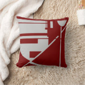 Light Gray on Dark Red Geometric Shapes Abstract  クッション (ブランケット)