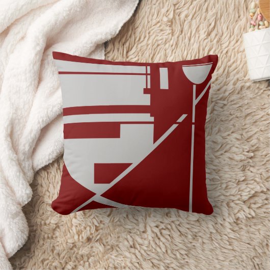 Light Gray on Dark Red Geometric Shapes Abstract  クッション (ブランケット)