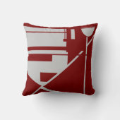 Light Gray on Dark Red Geometric Shapes Abstract  クッション (裏面)