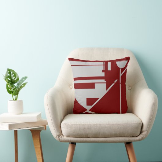 Light Gray on Dark Red Geometric Shapes Abstract  クッション (椅子)