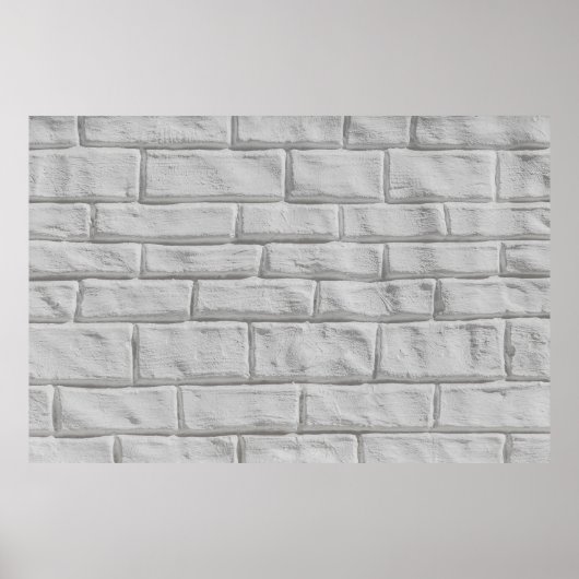 Light gray or white brick wall surface texture bac ポスター (正面)