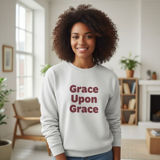 Light Gray Slogan Sweatshirt Grace Upon Grace スウェットシャツ