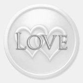 Light Gray Two Hearts Intertwined Wedding ラウンドシール (正面)