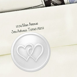 Light Gray Two Hearts Intertwined Wedding ラウンドシール