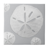 Light Gray & White Tropical Beach Sand Dollar タイル (正面)