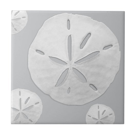 Light Gray & White Tropical Beach Sand Dollar タイル (正面)