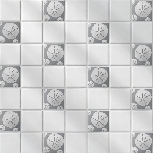 Light Gray & White Tropical Beach Sand Dollar タイル