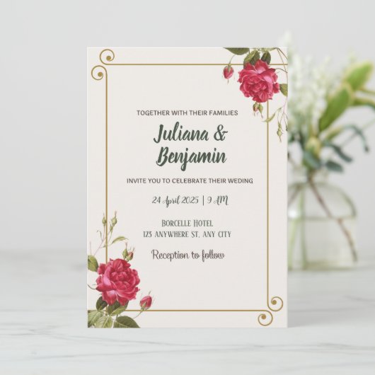 Light Grayish Orange and Dark Yellow wedding  招待状 (スタンド正面)