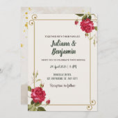 Light Grayish Orange and Dark Yellow wedding  招待状 (正面/裏面)