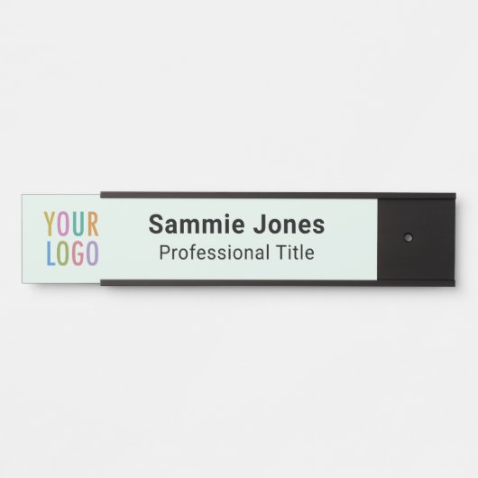 Light Green 2x8のネームつるプレートビジネスロゴ サインプレート (正面)
