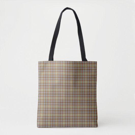 Light Green Blue Brown Plaid Tartan Tote Bag トートバッグ (正面)
