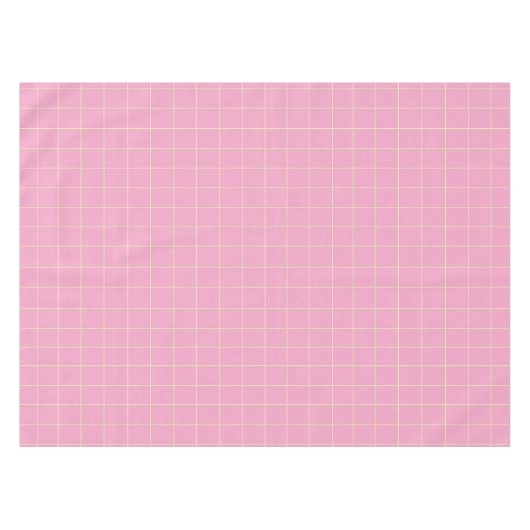 Light Green Cell Pattern Pink Checkered Plaid. テーブルクロス (正面(横))