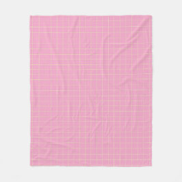 Light Green Cell Pattern Pink Plaid. フリースブランケット