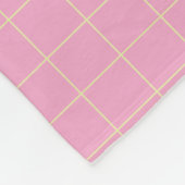 Light Green Cell Pattern Pink Plaid. フリースブランケット (角)