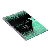 Light Green Dress Faux Glitter Sweet 16 Birthday ノートブック (右側)