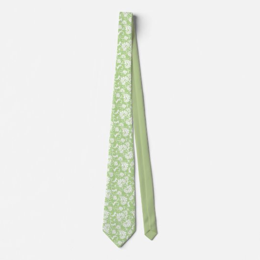 Light Green Floral Pattern Custom Necktie ネクタイ (正面)