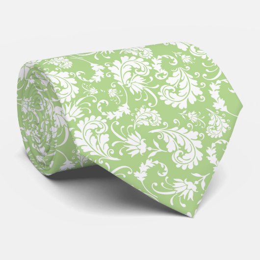 Light Green Floral Pattern Custom Necktie ネクタイ (ロール)