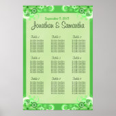 Light Green Floral Wedding Table Seating Chart ポスター (正面)
