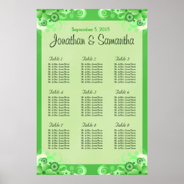 Light Green Floral Wedding Table Seating Chart ポスター