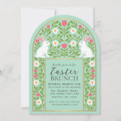 Light Green Folk Art Easter Brunch Arch Invitation 招待状 (正面)