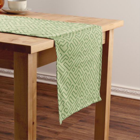 Light Green Geometric Pattern Table Runner ロングテーブルランナー (インサイチュ)
