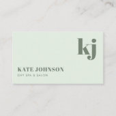 Light Green Girly Day Spa Salon Initials QR Code 名刺 (正面)