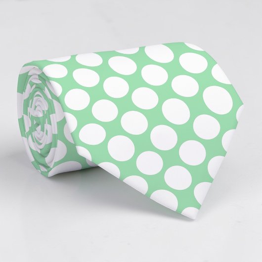 Light Green Jumbo Polka Dots Custom Necktie ネクタイ