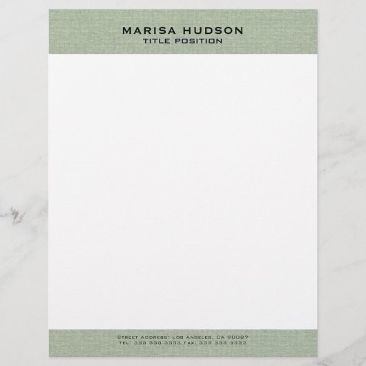 Light green Linen Fabric Texture レターヘッド (正面)