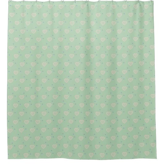 Light Green Love Pattern Shower Curtain シャワーカーテン (正面)