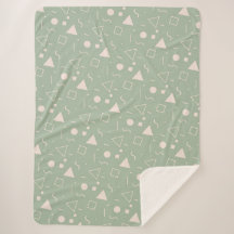 Light Green Memphis Pattern Sherpa Blanket