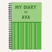 Light Green My Diary by Me ストライプの Journal ノートブック (正面)