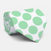 Light Green Polka Dots on White Custom Necktie ネクタイ (ロール)