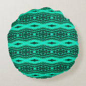 Light green seamless ikat Persian Carpet. Ethnic t ラウンドクッション (裏面)