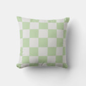 Light Green White Checkerboard Pillow クッション (正面)