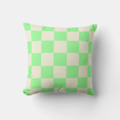 Light Green White Checkerboard Pillow クッション (正面)
