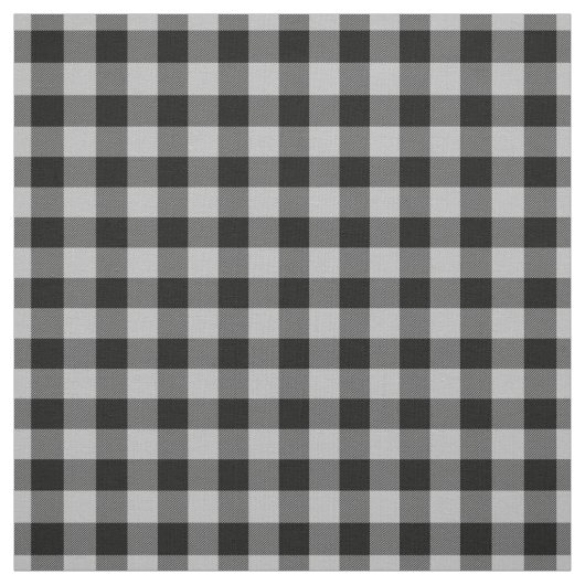 Light Grey & Black Plaid Gingham ファブリック (見本)