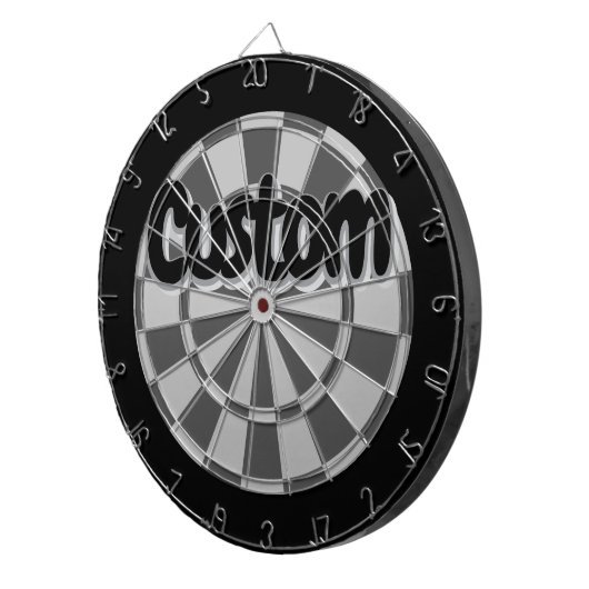 Light Grey, Charcoal Gray, And Black Editable Text ダーツボード (正面右)