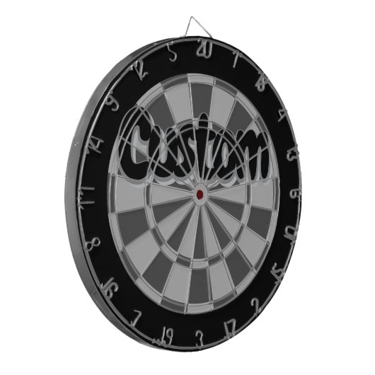 Light Grey, Charcoal Gray, And Black Editable Text ダーツボード (正面左)