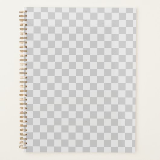 Light Grey Gray Checkered Checkerboard プランナー手帳 (正面)
