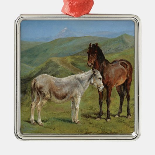 Light Grey Horse in a Field (Equine Farm Animal) メタルオーナメント (正面)