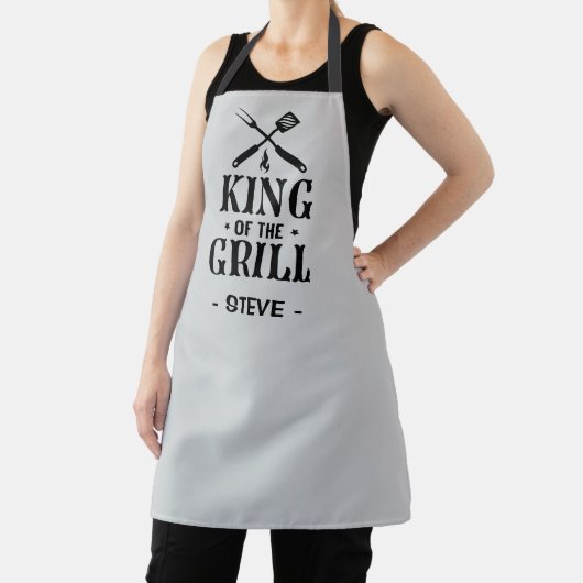 Light Grey Personalized King of The Grill エプロン (インサイチュ)