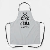 Light Grey Personalized King of The Grill エプロン (正面)