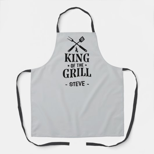 Light Grey Personalized King of The Grill エプロン (正面)