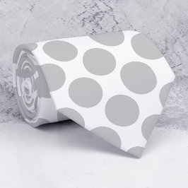 Light Grey Polka Dots on White Custom Necktie ネクタイ